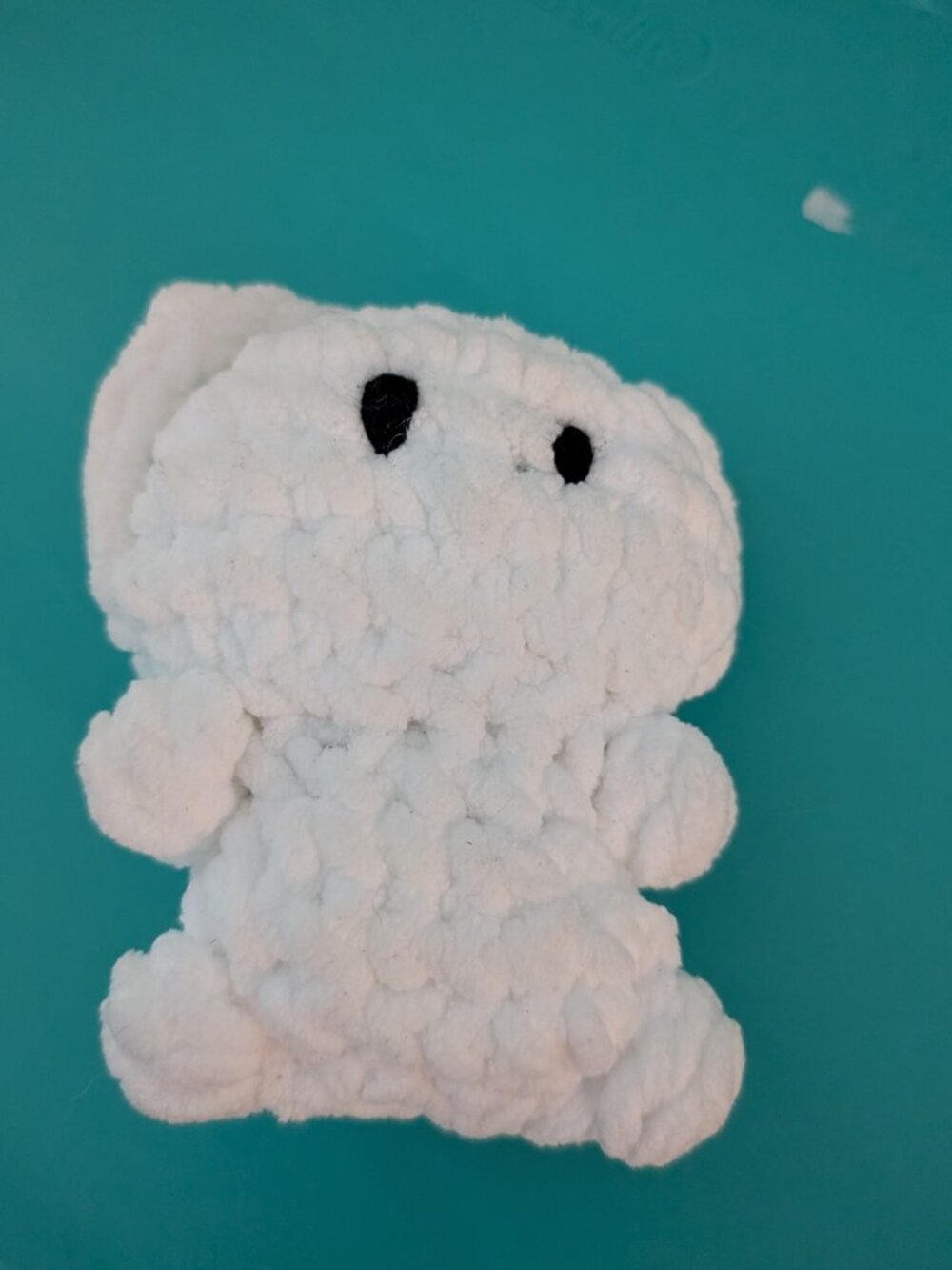 Handmade White Bear Small No Face Only Eyes Yarn Tiny Arms